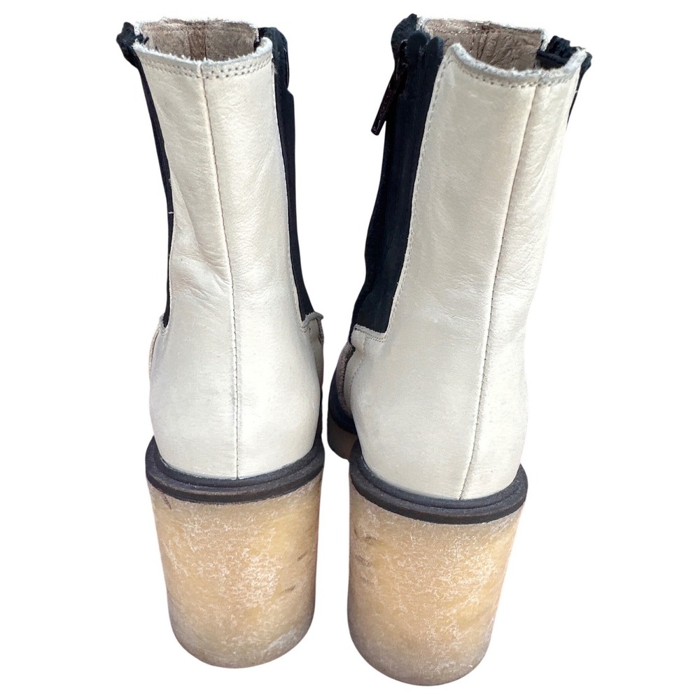 Free People Ivory Leather Chelsea Lug Sole Ankle Boots Cream Platform Boots 39 - Picture 4 of 7